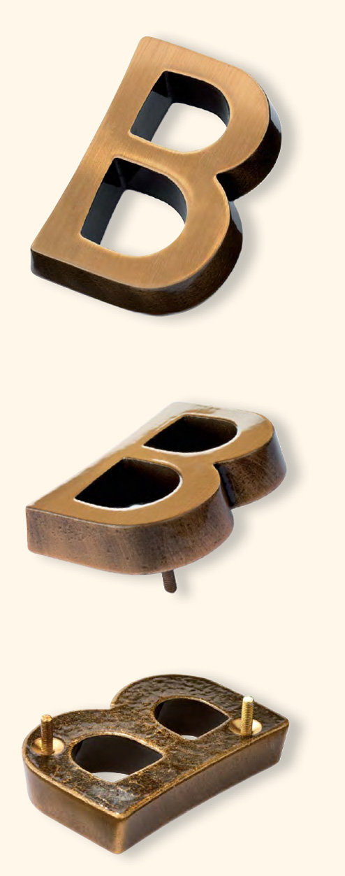 REAL VOTIVA FONDERIE D'ARTE Lettere e Numeri in Bronzo per lapidi o Numeri civici. Altezza 4 cm. Romano Bronzo Patinato (Lettera Q